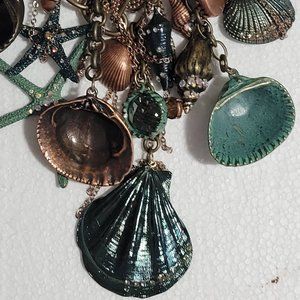 NWT St. Thomas Copper and Teal Mixed Media Seashell Necklace